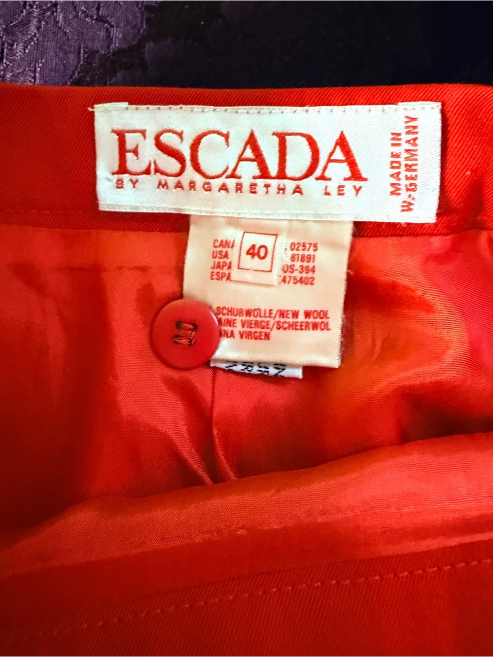 Escada Red Wool Pencil Skirt